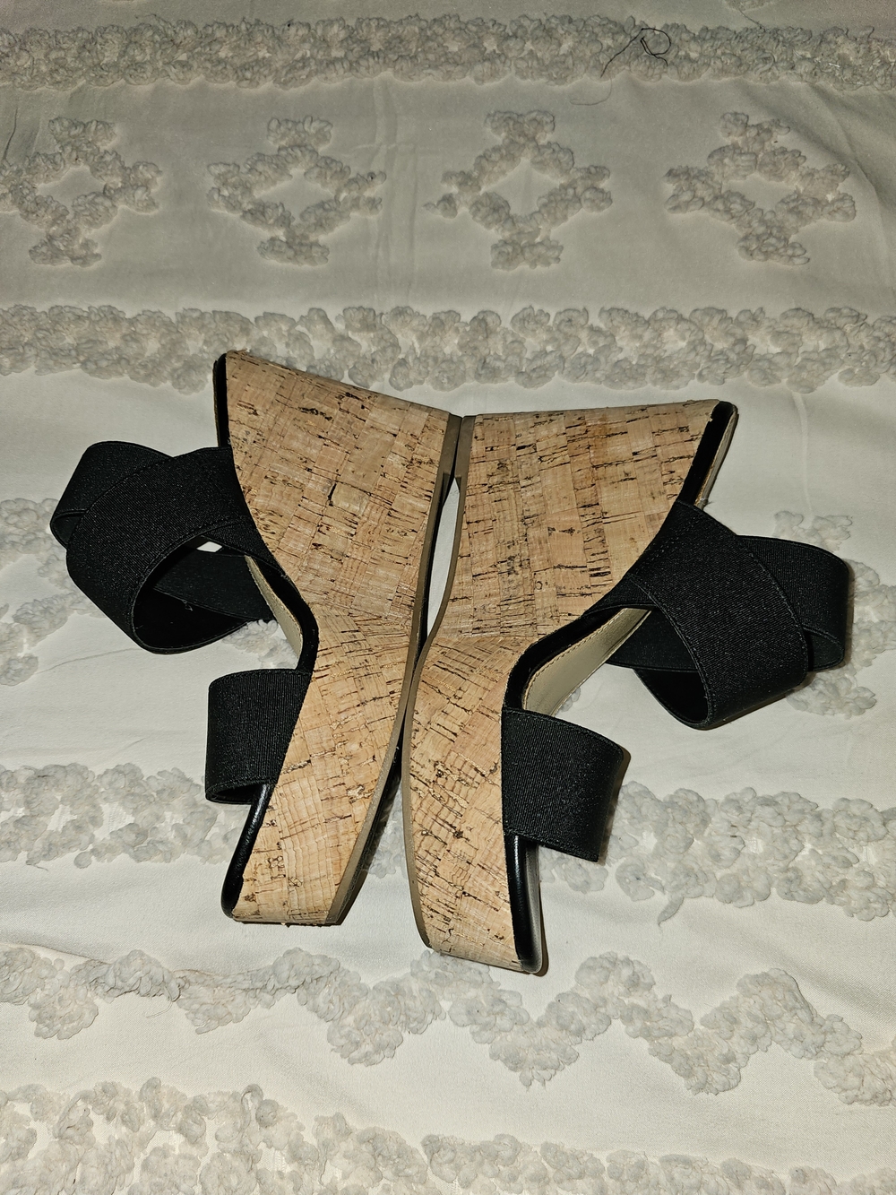 Limelight Black Cork Wedge Sandals - Women's Slip-On Platform - Picture 5 of 9